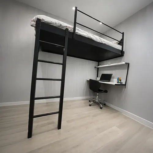 Cama Suspensa Solteiro M1 Sem Led Preta - Mdf-aço